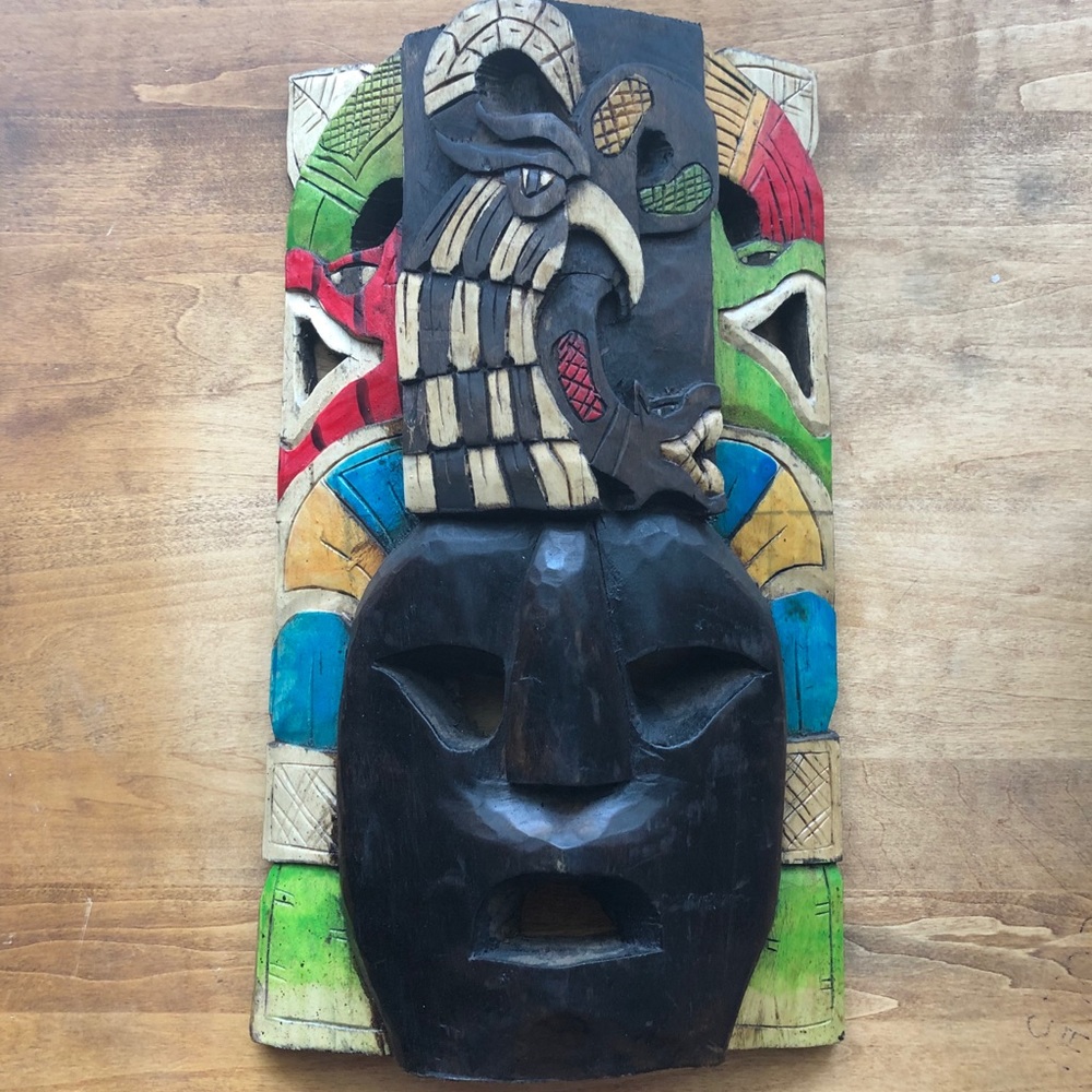 Mexican Mayan Hand Carved Decorative Mask Eagle